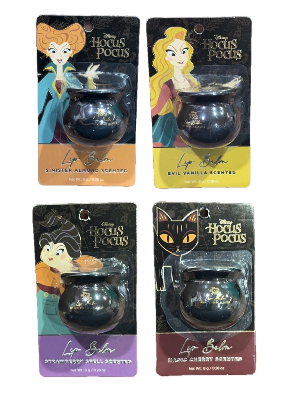 NWT Disney Hocus Pocus 4-Piece Cauldron Lip Balm Set